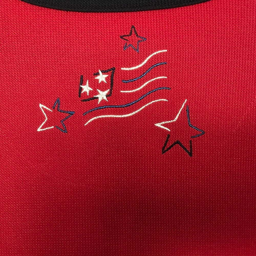 Vintage Banks 1X Red Patriotic Cardigan Sweater Stars USA Flag Embroidered EUC - Picture 4 of 11